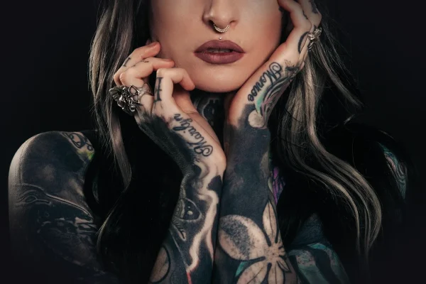 woman, tattoos, body art, tattooed skin, tattooed woman, skin, body, arms, adult, girl, person, portrait, modeling, pose
