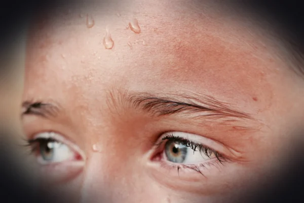 person's eyes looking on left side