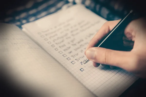 checklist, goals, box, notebook, pen, people, man, hand, to do, business, brown business, brown laptop, brown company, b