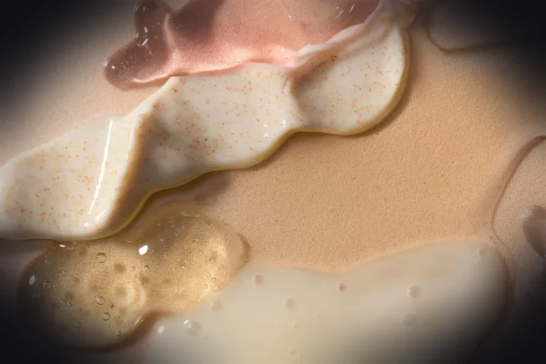 three different types of soap on a pink surface