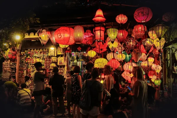 hoi an, vietnam, lanterns, store, shop, tourists, people, culture, traditional, famous, mid-autumn, lights, night, old t