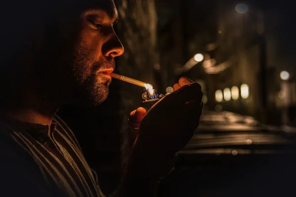 people, man, guy, cigarette, smoking, lighter, lights, dark, night, blur, black night, black smoke, lighter, lighter, li