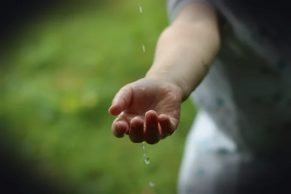 rain, water, nature, element, waterdrop, drops, close up, hand, child, water feature, to play, resource, sustainable, li