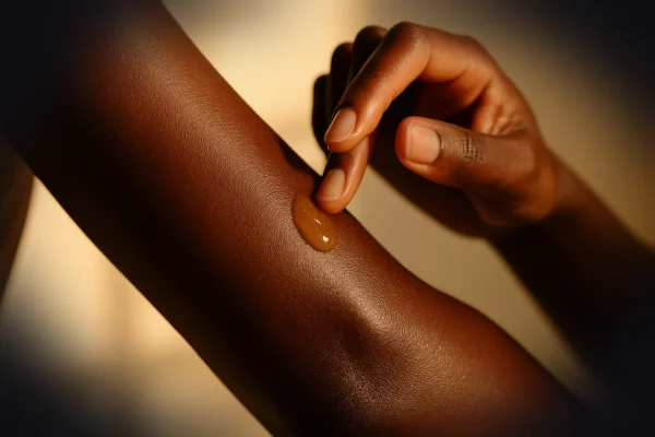 What it's about: how dry/dehydrated skin shows up as a gray-ashy cast on melanin-rich skin (especially elbows, knees, sh