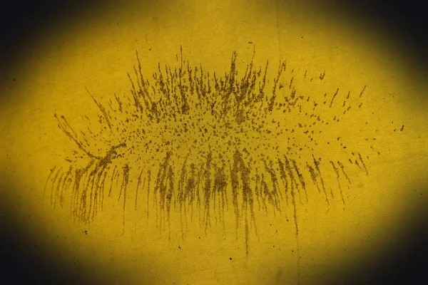 black paint on yellow wall