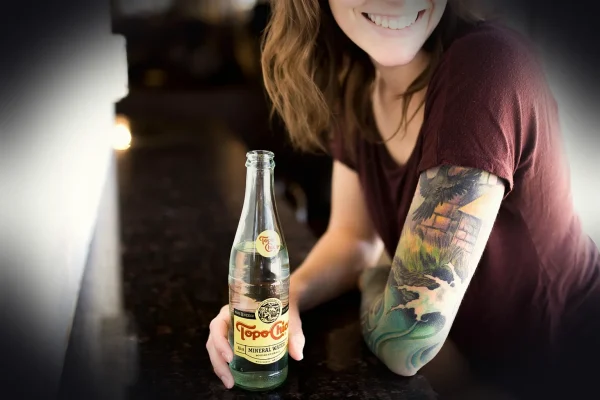beverage, body art, bottle, drink, fashion, girl, nature, happy, indoors, leisure, mineral water, person, refreshment, s