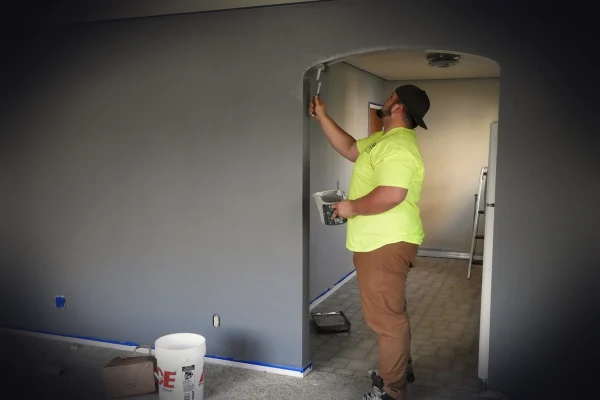painter, paint, house, indoor, livingroom, work, home, color, roller, tool, interior, worker, design, renovation, improv