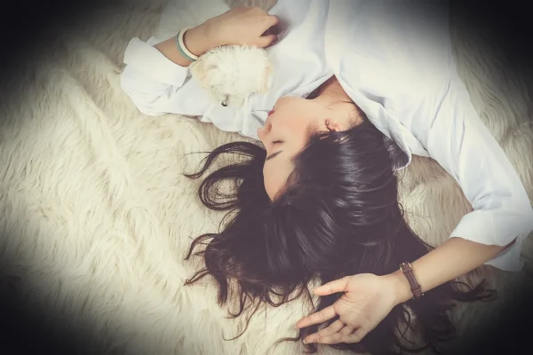girl, sleep, lying down, dog, pet, owner, asian, asian woman, young woman, upside down, animal, asleep, sleeping, sleepi