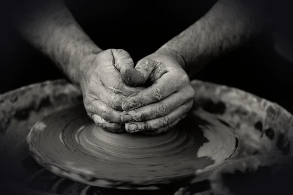 art, pottery, clay, craft, hands, man, person, artist, handicrafts, monochrome, black and white, pottery, pottery, potte