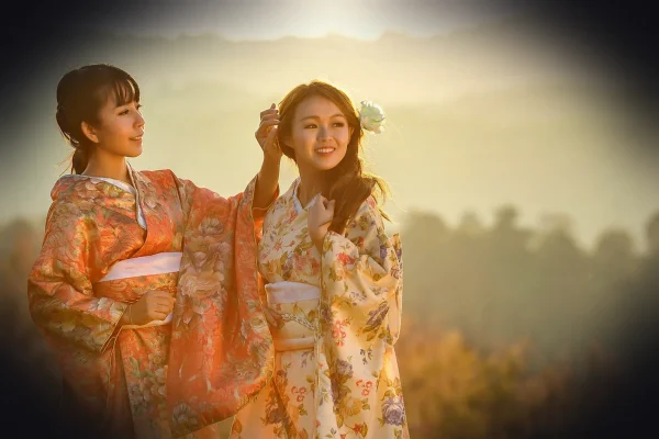 girls, asia, kimono, geishas, ceremony, dresses, women, dressed up, japan, japanese, lady, outdoors, pair, people, smile