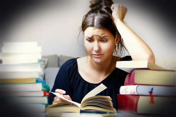 woman, books, teen, to study, to learn, emphasize, perfomance, concentration, overload, read, training, university, burn