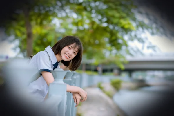 girl, student, asian, uniform, school uniform, young woman, asian girl, portrait, model, asian model, modeling, pose, po