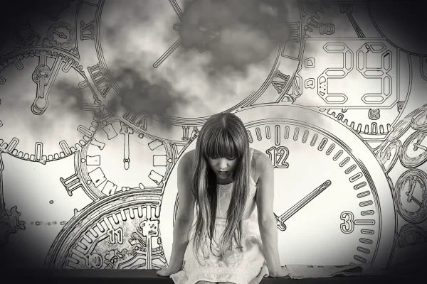 girl, time, time pressure, worried, the clock is ticking, worries, wait, woman, clocks, emotion, person, to sit, young,