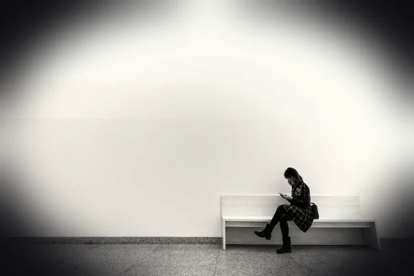 women, one, wall, minimalism, bank, inside, adult, girl, reading, read, forms, space, people, museum, waiting, women, wa