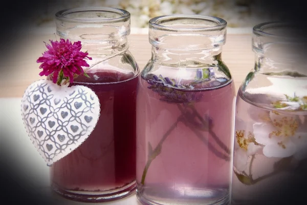 water, rose flower, bottles, glasses, to dye, fragrance, blossoms, rose, fragrance oil, perfume, skin care, personal hyg