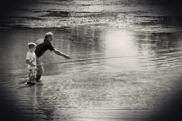fisherman, generations, transmission, know, grandfather, grandson, child, fishing, learn, together, black and white, sce