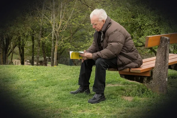 man, grandpa, retirement, to sit, person, bank, way, harmony, sitting man, read, nature, think, relax, recover, grandpa,