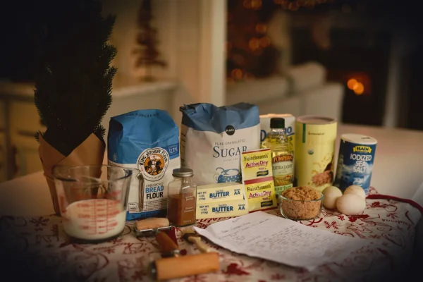 assorted baking ingredients on table
