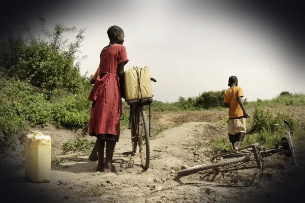 africa, people of uganda, uganda, kids of uganda, kids, rural, village, chores, water, drought, nature, bicycle, gardens