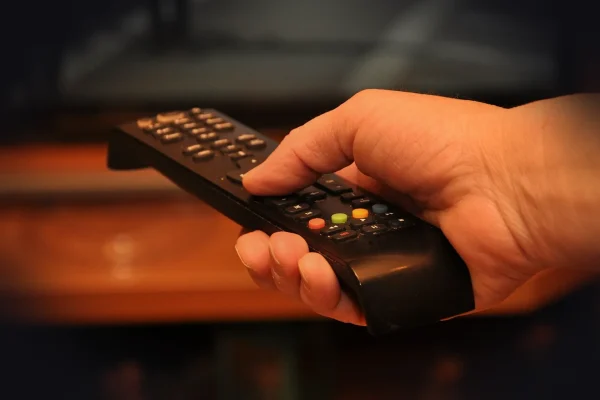 remote control, tv, watch tv, watch, entertainment, video, screen, movie, control, person, sofa, woman, media, technolog