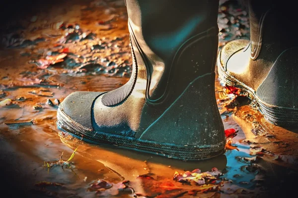 boots, rubber boots, man, person, puddle, water, wet, bad weather, rainy weather, rainy day, nature, sun after the rain,