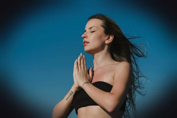 woman, yoga, sport, peace, freedom, model, summer, holiday, sky, morning, exercise, nature, concentration, healthy, medi