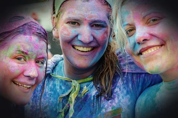 girls, colorful, smile, funny, happiness, women, pretty, celebration, happy, party, color run festivals, festival, natur