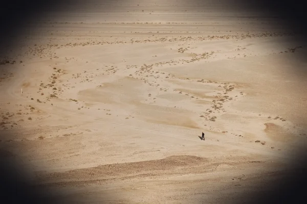 man, desert, walk, nature, lonely, immense, hot, minimalism, 5 plus english, tran thang nhat