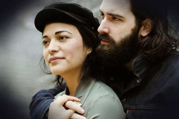relationship, couple, together, embrace, hug, hugging, lovers, adults, pair, affection, facial expression, fashion, love