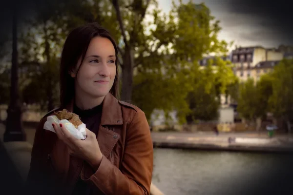 girl, beautiful girl, eating, face, model, crepe, paris, young, river, seine, autumn