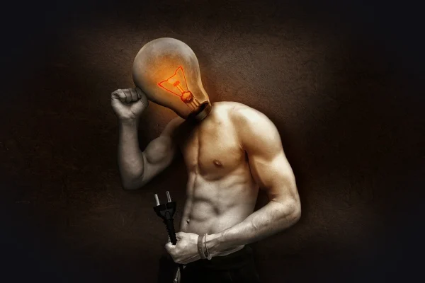 light bulb, man, surrealism, current, light, glow, lamp, filament, energy, glow wire, electric light, human, body, fit,