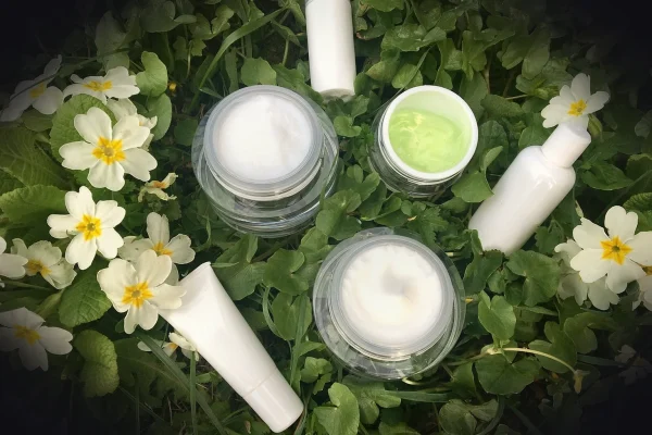 flower, plant, nature, leaf, fresh, cosmetics, industry, crucible, packaging, glass, mask, cream, fluid, gel, serum, tex