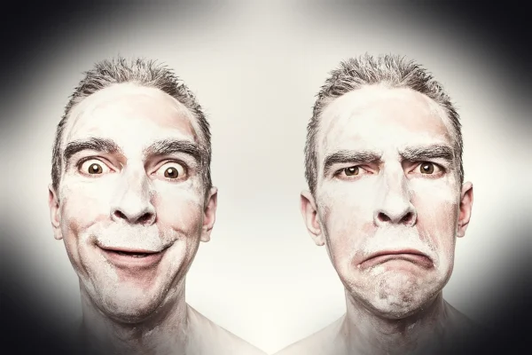 emotions, man, happy, sad, face, adult, male, people, delighted, disappointed, expression, make-up, very happy, very sad