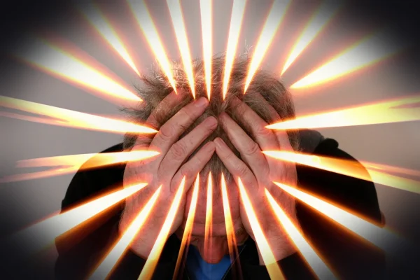 stress, man, hand, flames, burn, fire, face, old, voltage, burnout, headache, psychology, psychotherapy, profession, wor